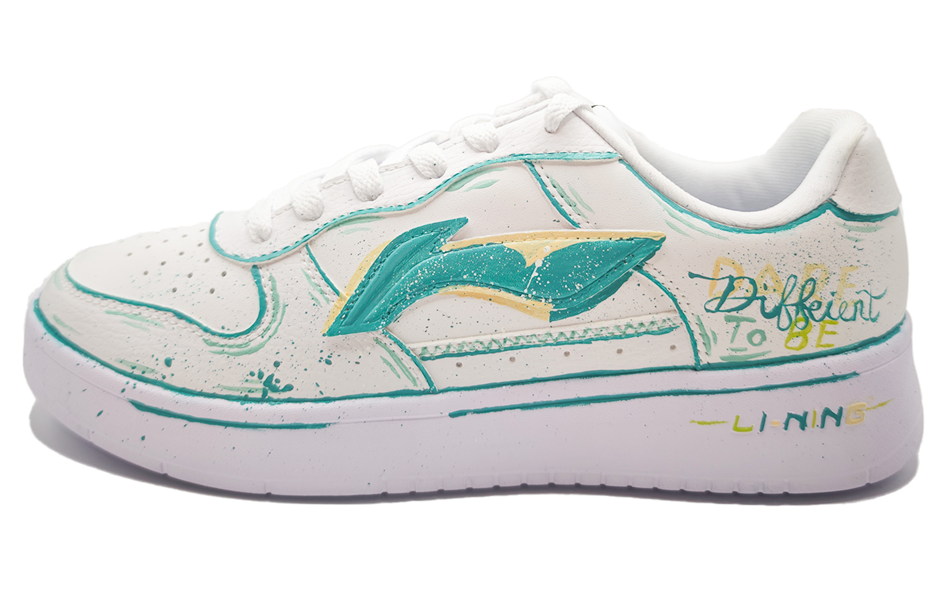 

LINING Кроссовки для скейтборда Pontoon Boats, противоскользящие, износостойкие, низкие, мужские, белые, зеленые