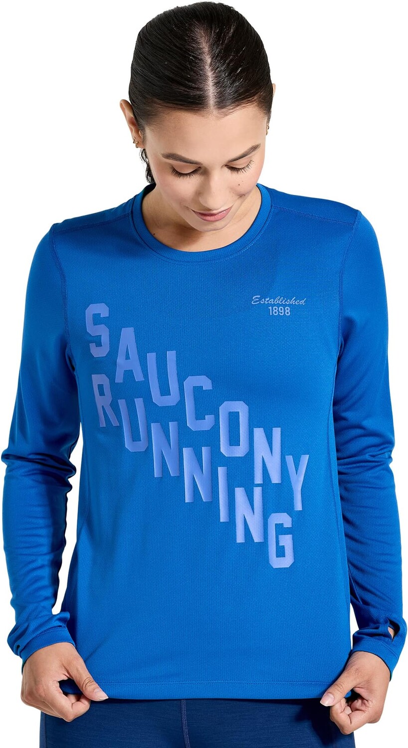

Футболка Saucony Stopwatch Graphic Long Sleeve, цвет Pool Graphic