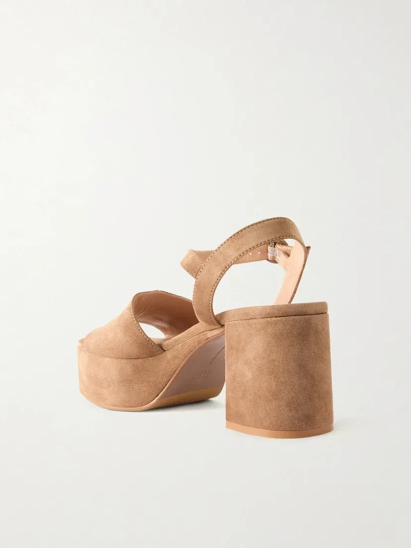 Босоножки на платформе Carol 35 из замши Gianvito Rossi, бежевый — фото 3