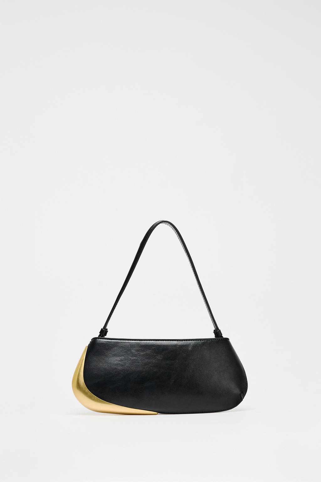 

Сумка через плечо с металлической деталью ZARA, черный