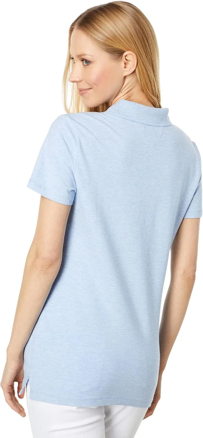 Женское поло, однотонное Solid Polo Tee, Tommy Hilfiger, шамбре-синий — фото 2
