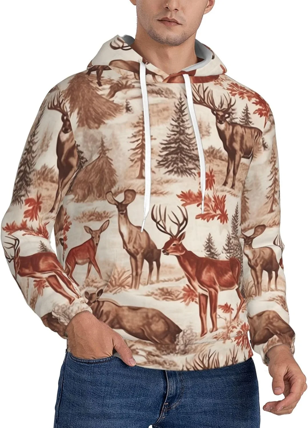 

Мужская толстовка с капюшоном на флисе Animal Wilderness Bear Deer FHEBNDS