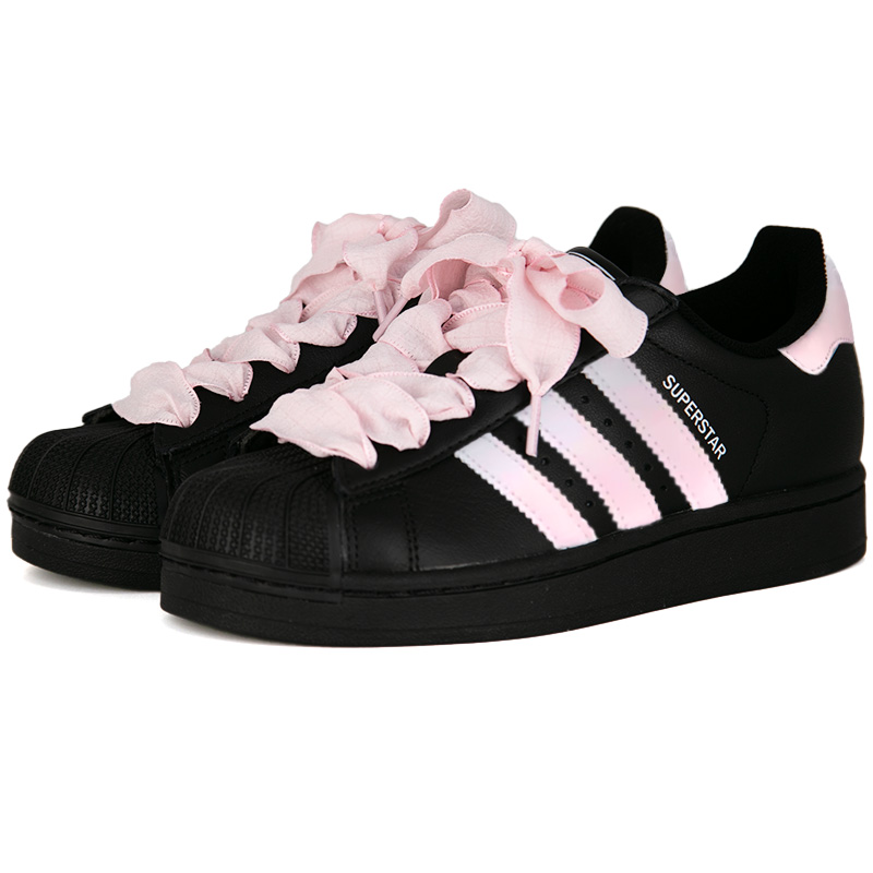 Superstar 2 Peach Blossom устойчивые к истиранию низкие детские скейтбординг кроссовки Unisex Adidas Originals, черный — фото 4