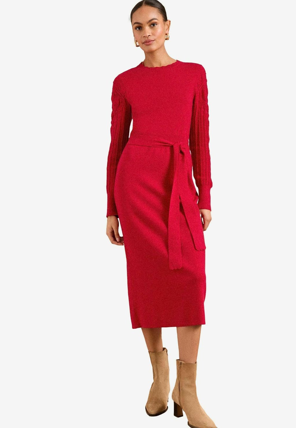 

Платье-джемпер CREW NECK SCALLOP LONG SLEEVE MIDI Love & Roses, красный