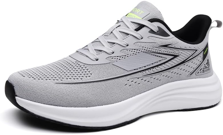 

Мужские кроссовки с сеткой, дышащие, повседневные, на шнуровке, с толстой подошвой и легким носком, подходят для ежедневной носки, прогулок и тенниса Igzbibg, серый