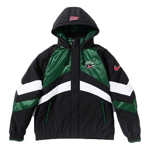 

Куртка x nike hooded sport jacket 'black green white' Supreme, черный