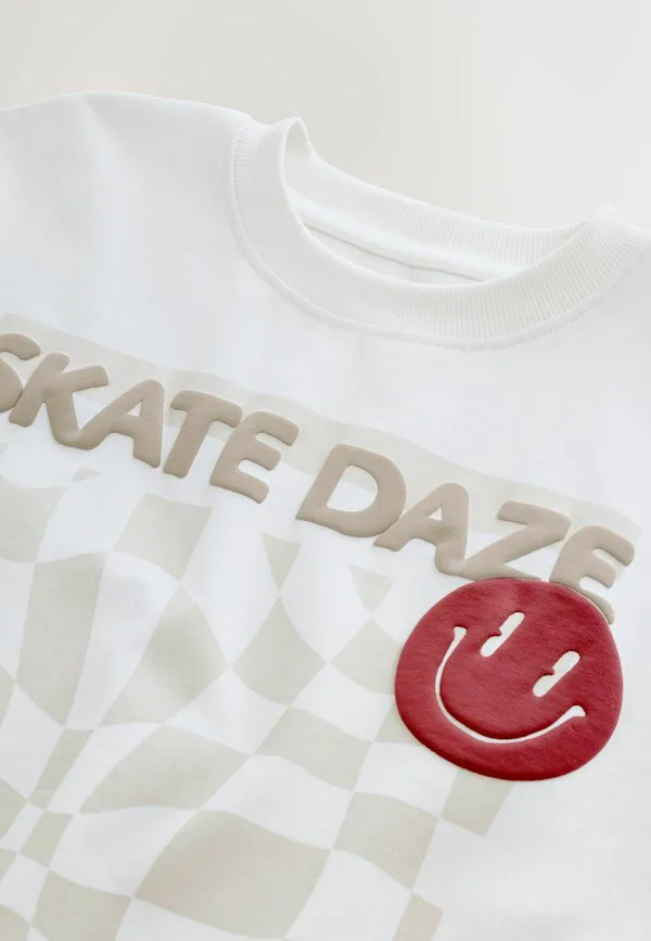 Футболка с коротким рукавом и стандартным графическим принтом Next, Ecru Skate — фото 2