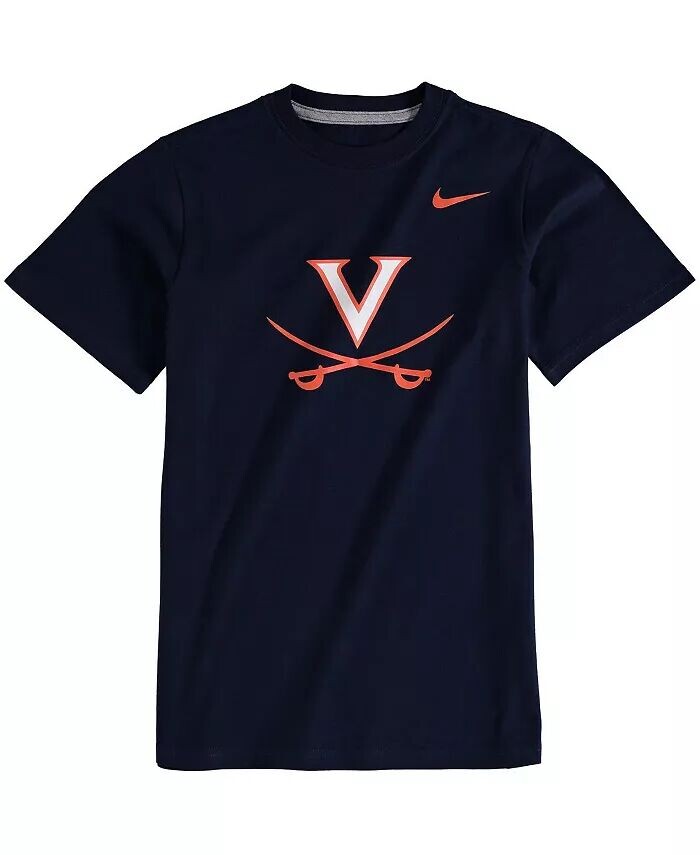 

Темно-синяя хлопковая футболка с логотипом Big Boys and Girls Virginia Cavaliers Nike, синий