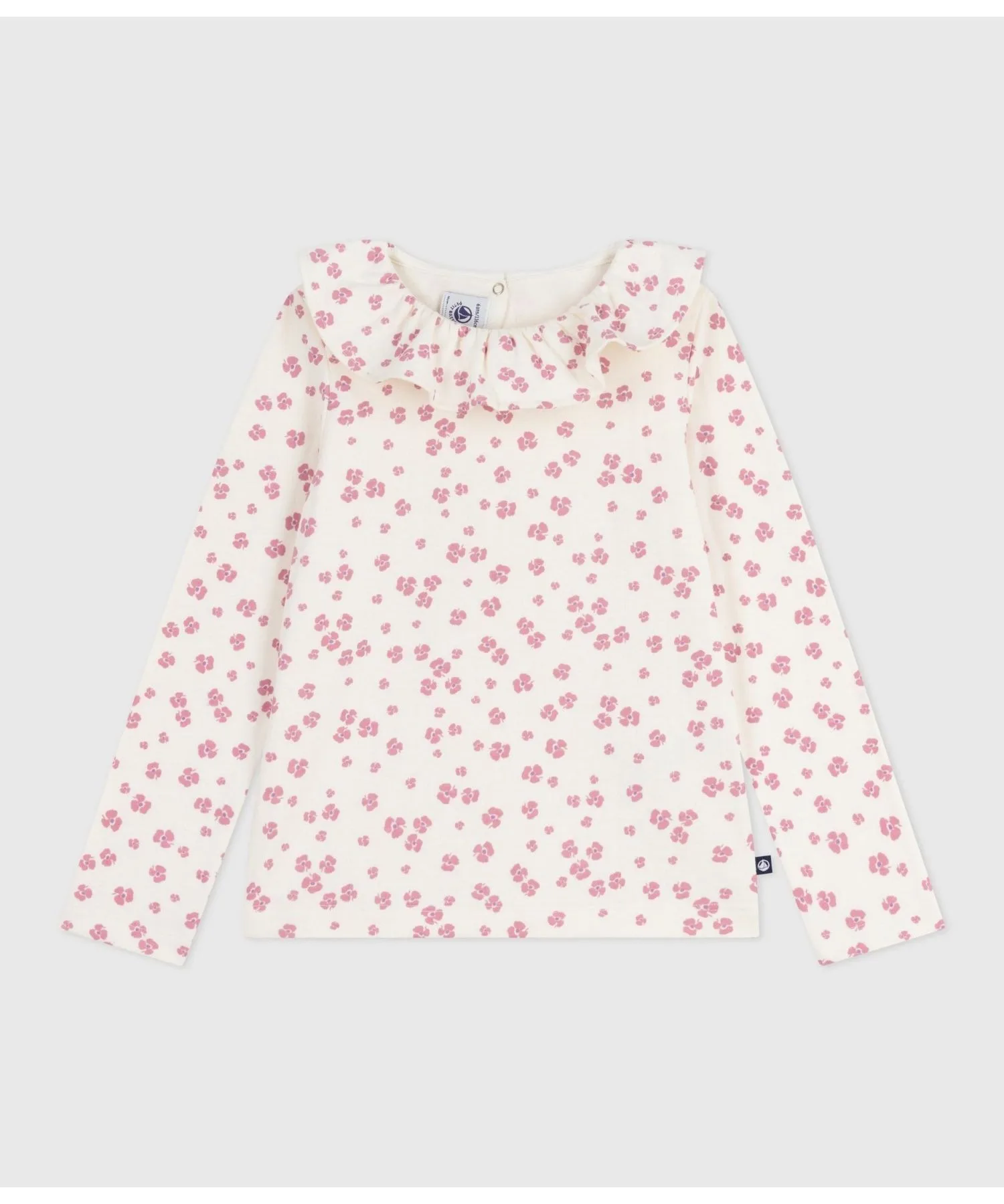Детская футболка с длинным рукавом и цветочным принтом PETIT BATEAU белая