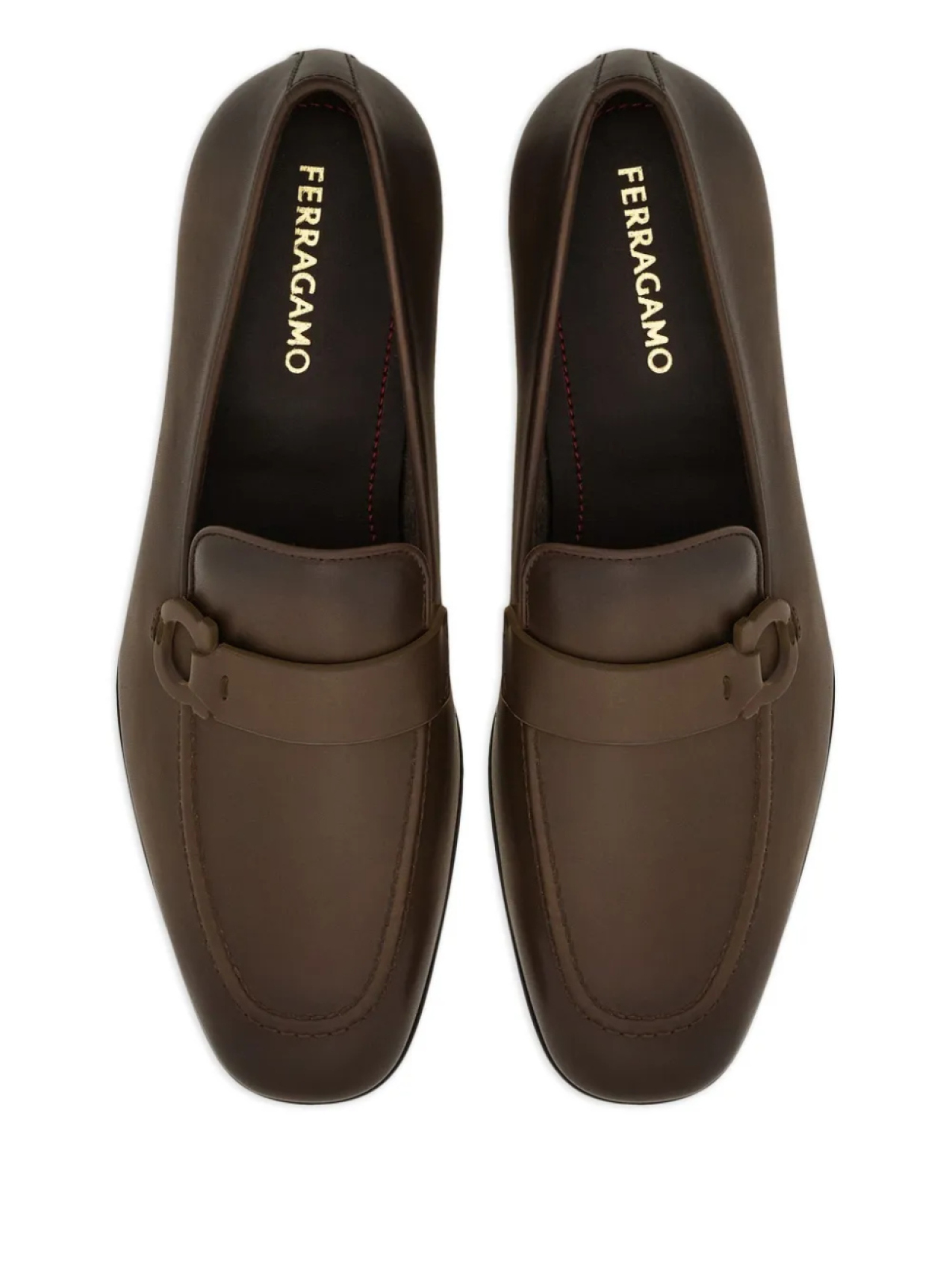 Лоферы с декором Gancini Ferragamo, коричневый — фото 3