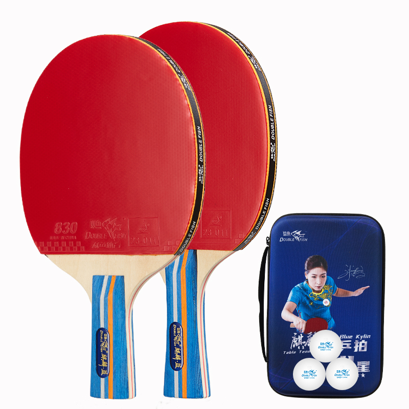 

Ракетка для пинг-понга DOUBLE FISH, [kirin синий horizontal and vertical racket set]comes with original thickened racket bag+3 pcs competition exclusive balls