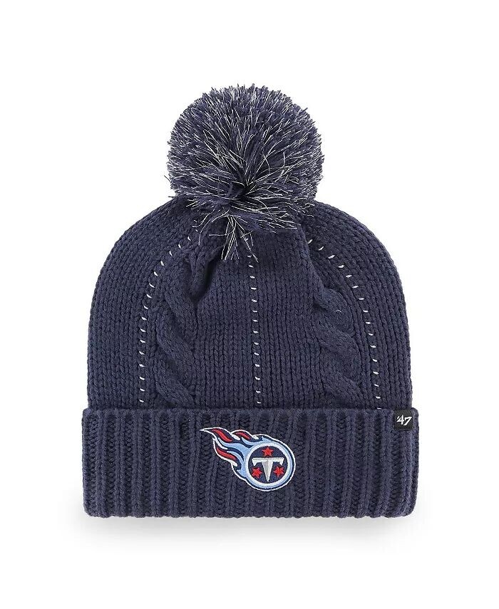 

Женская темно-синяя вязаная шапка Tennessee Titans Bauble с манжетами и помпоном '47 Brand