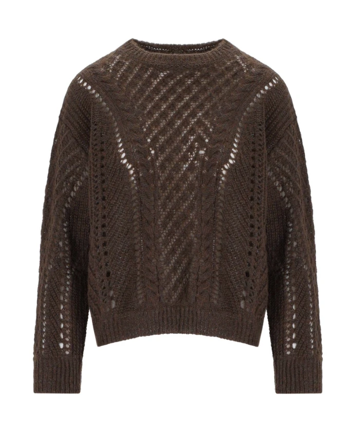 

Перфорированный свитер с круглым вырезом Twinset, коричневый