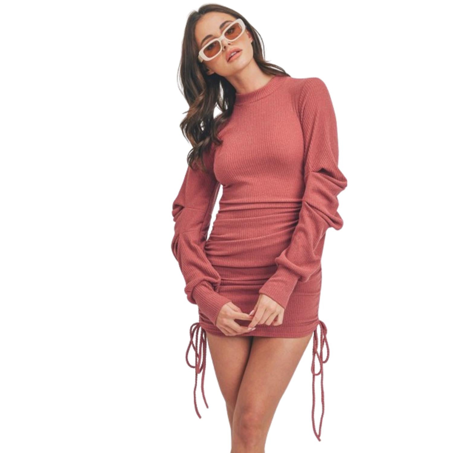 

Однотонное мини-платье с воротником-стойкой FASHNZFAB, цвет dark mauve