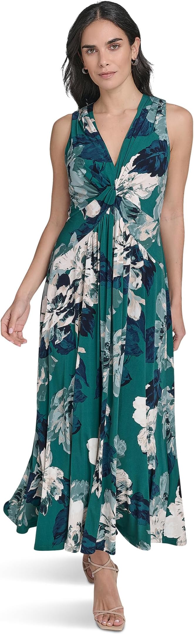 

Платье Calvin Klein Matte Jersey Floral Knot Maxi, цвет Sequoia Multi