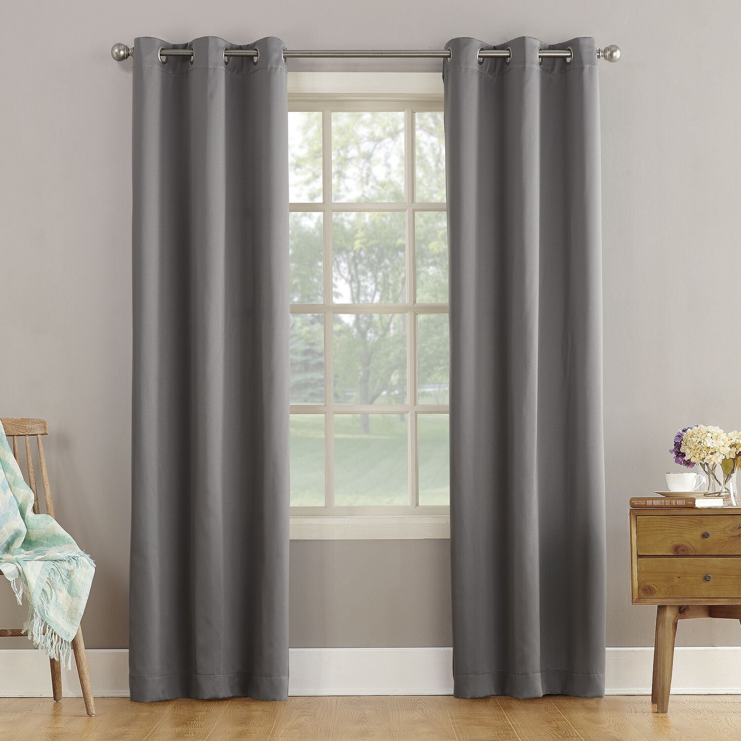 

Шторы с люверсами Sun Zero Arya Room 40 x 63 дюйма, серый