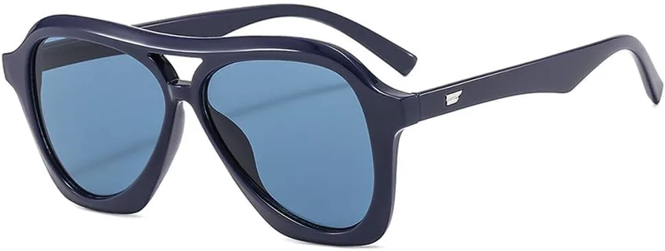 

Большие солнцезащитные очки для вождения для женщин, винтажные очки с двойной оправой для женщин/мужчин, простые модные очки для женщин HVTVTLA, Blackblue