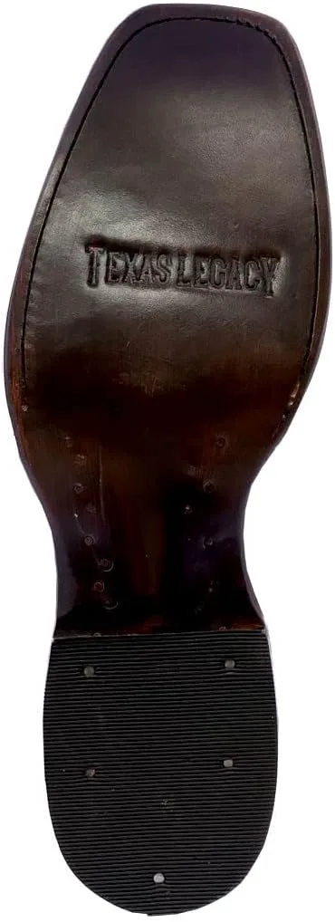 

Мужские коричневые ковбойские сапоги Texas Legacy в западном стиле из кожи для родео с квадратным носком, коричневый
