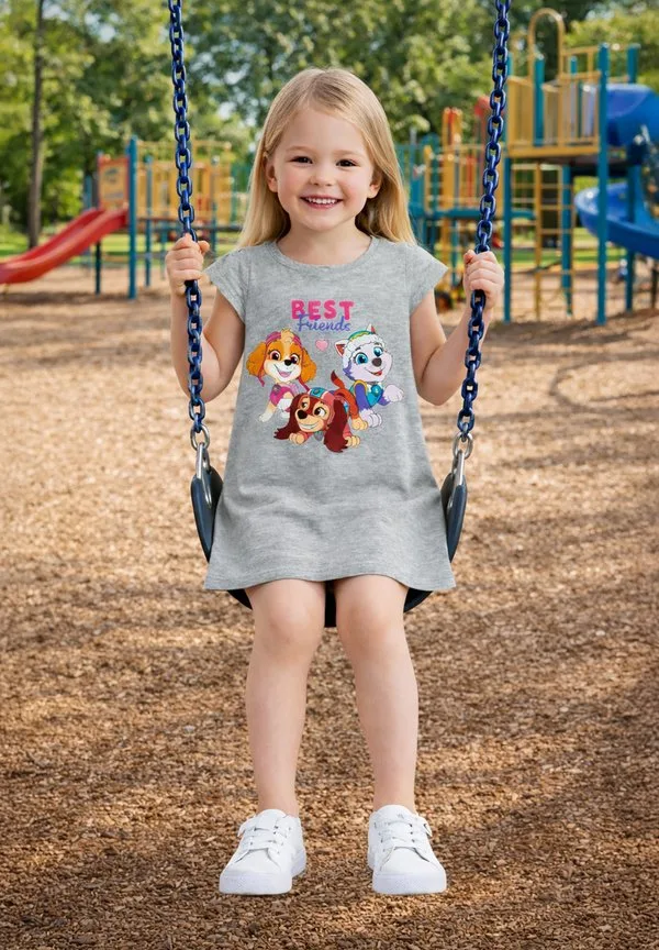 Трикотажное платье kleidchen mit kurzen ärmeln paw patrol kleid skye, everest zuma best friends kleidchen mit kurzen ärmeln Paw Patrol, Grau — фото 2