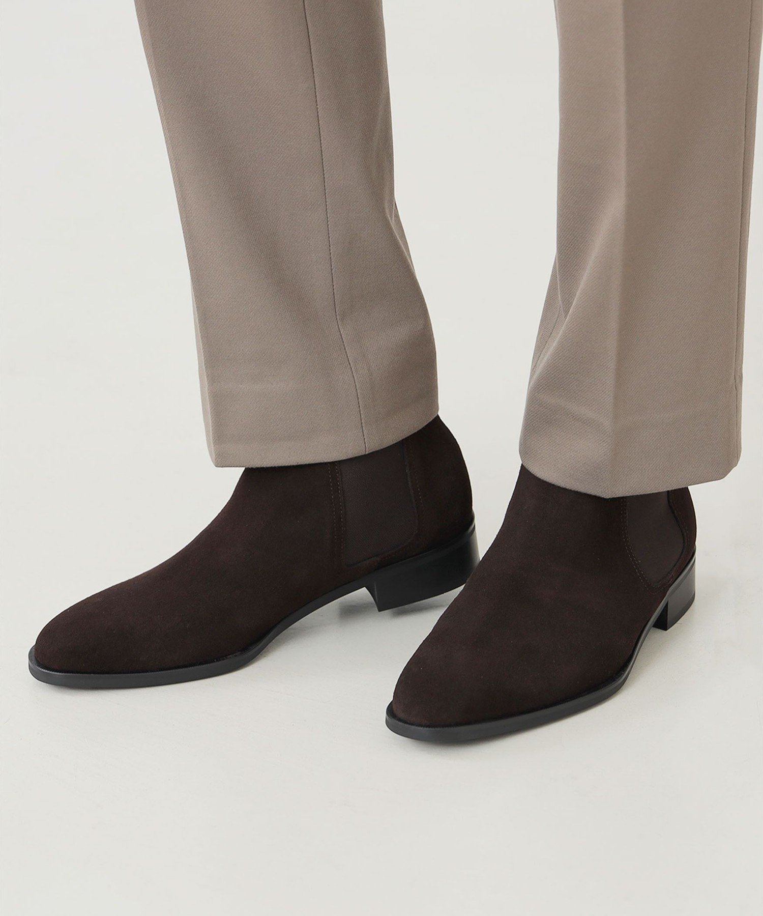 Ботинки с боковыми вставками (25~26,5 см) BEAMS HEART MEN, BROWN_SUEDE — фото 2