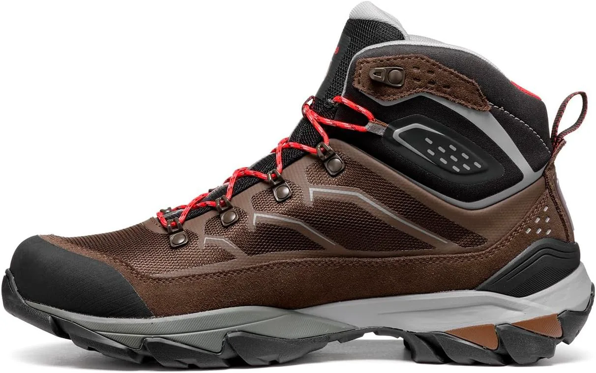 Мужские туристические ботинки ASOLO ACADIA MID GTX на шнуровке до щиколотки с водоотталкивающим верхом из замши и нейлона, дышащей подкладкой, темно-коричневый/серый — фото 2