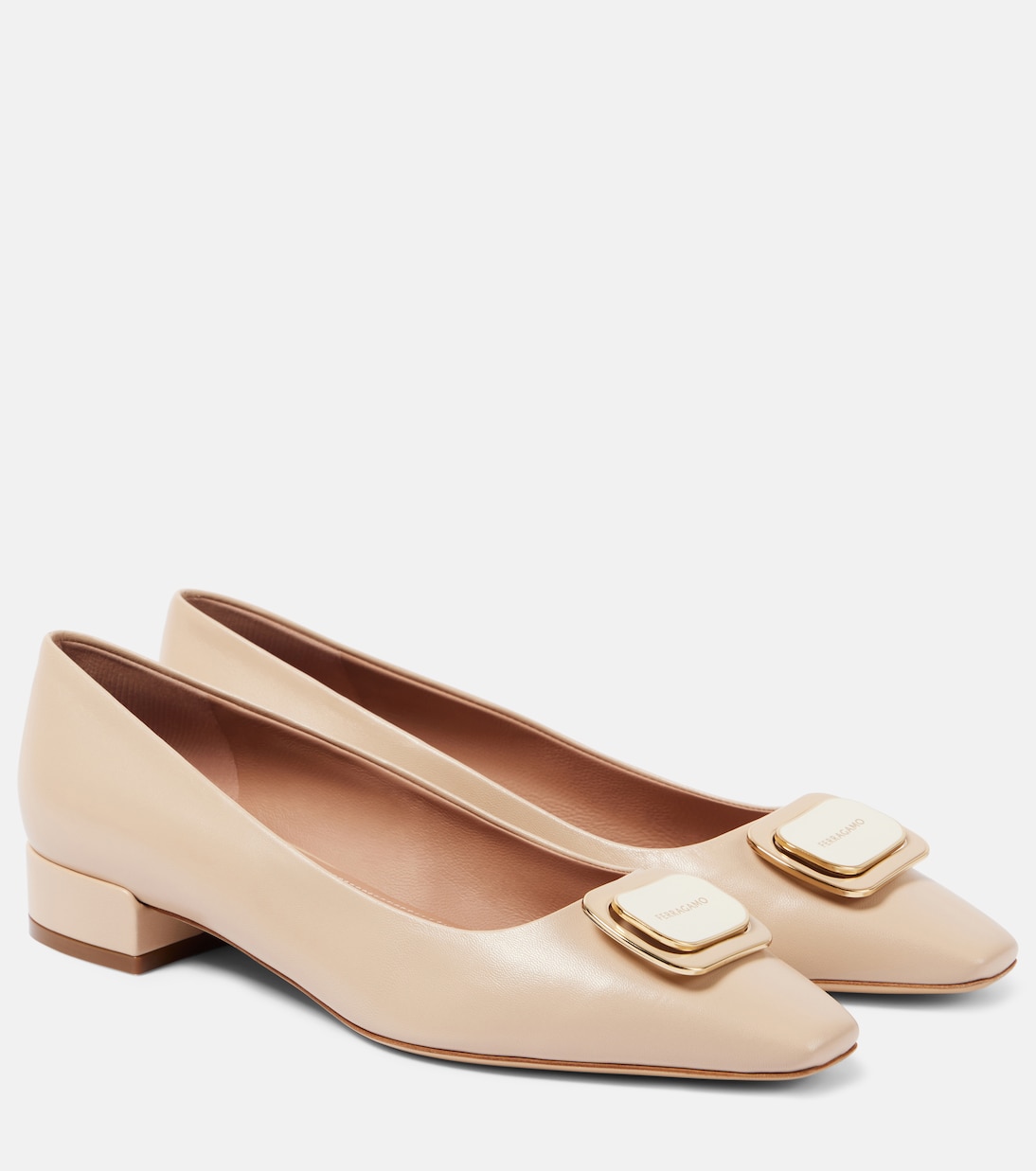 Кожаные балетки Venera 20 Ferragamo, бежевый