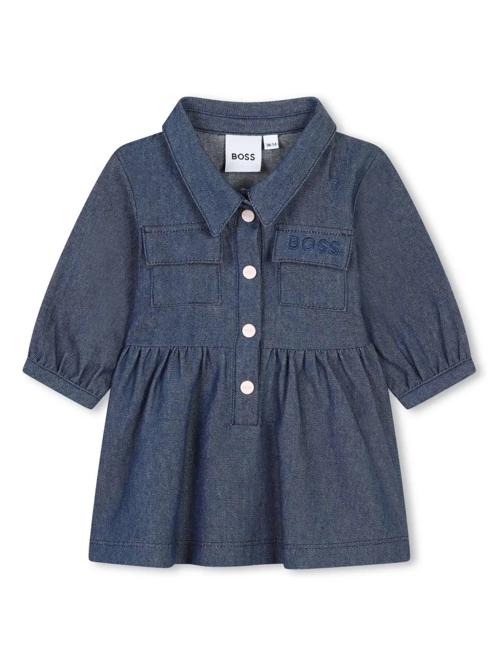 

Платье с вышитым логотипом BOSS Kidswear, синий