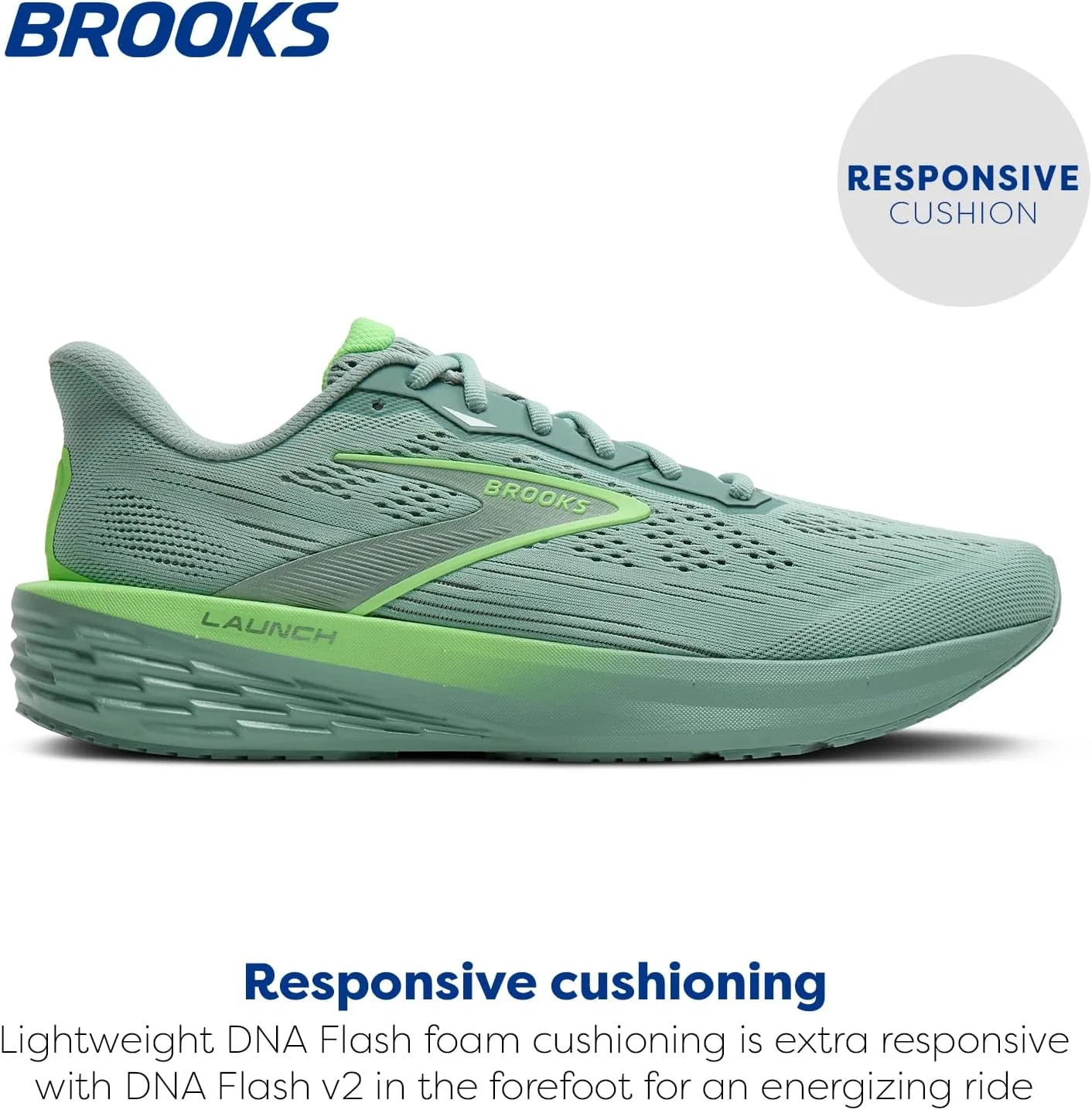 Мужские беговые кроссовки Brooks Launch 12 нейтрального цвета, Grey Mist Green — фото 2
