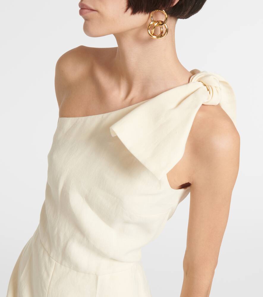 Льняной комбинезон с одним плечом Chloé, Coconut Milk — фото 4