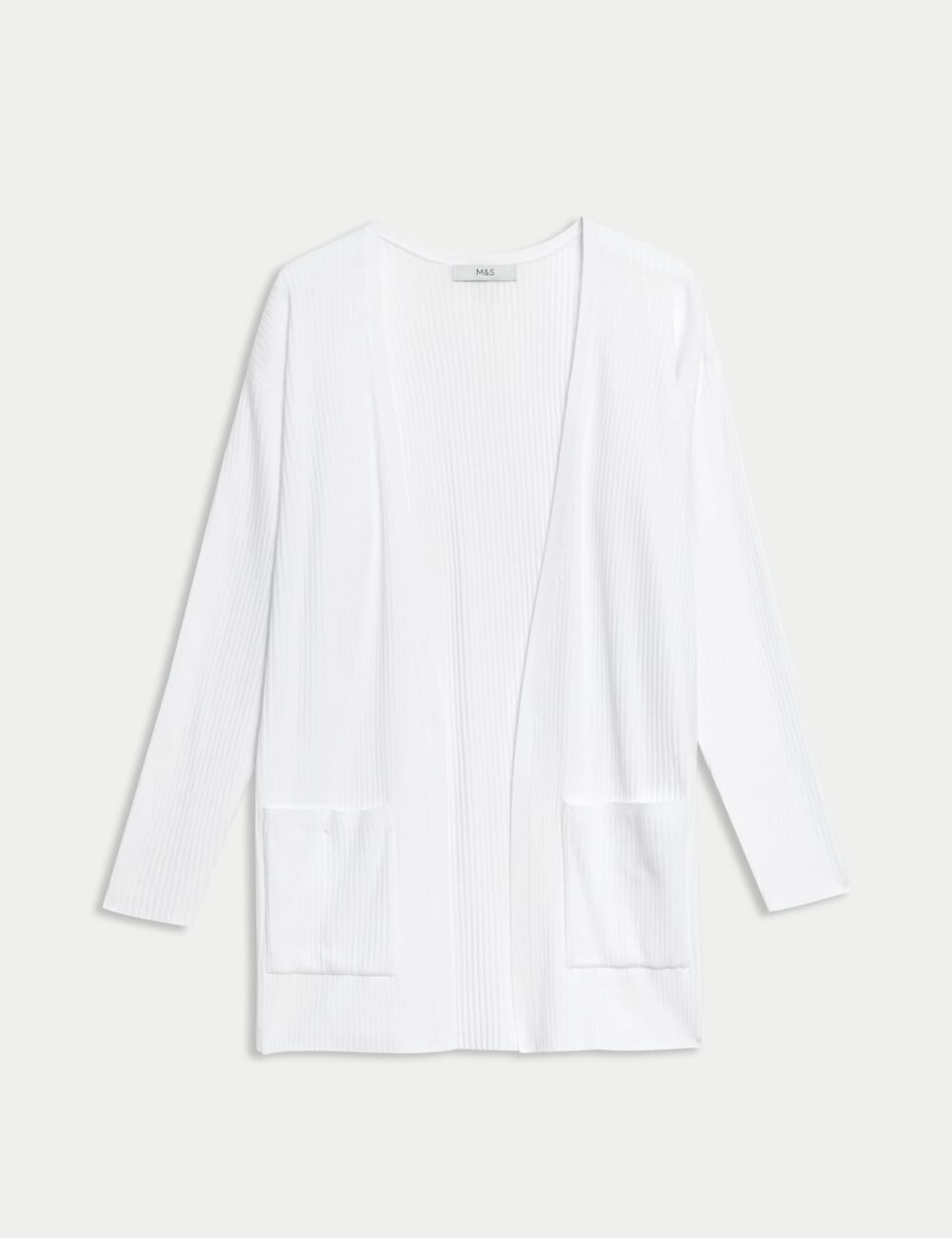 

Длинный кардиган с резинкой от края до края Marks & Spencer, мягкий белый
