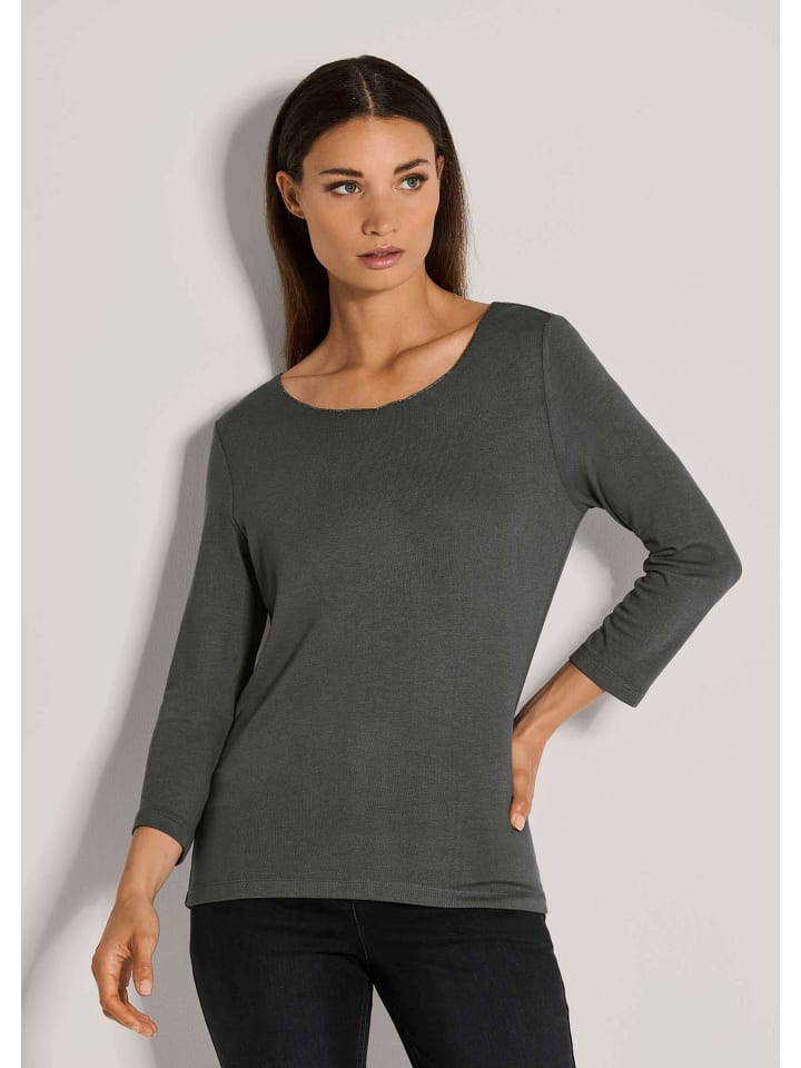 

MADELEINE Элегантная блестящая футболка из эластичной вискозы свинцово-серого цвета, Серый, MADELEINE Элегантная блестящая футболка из эластичной вискозы свинцово-серого цвета