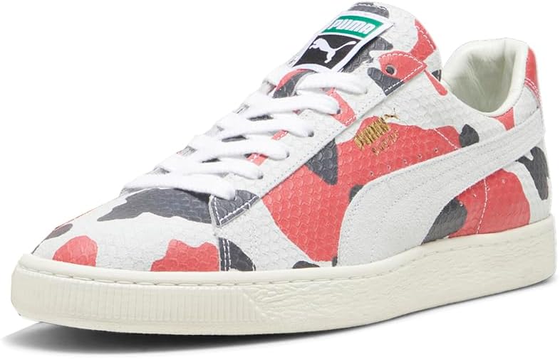Кроссовки PUMA мужские замшевые, сделанные в Японии с шнуровкой Koi, повседневные - красные, белые — фото 2