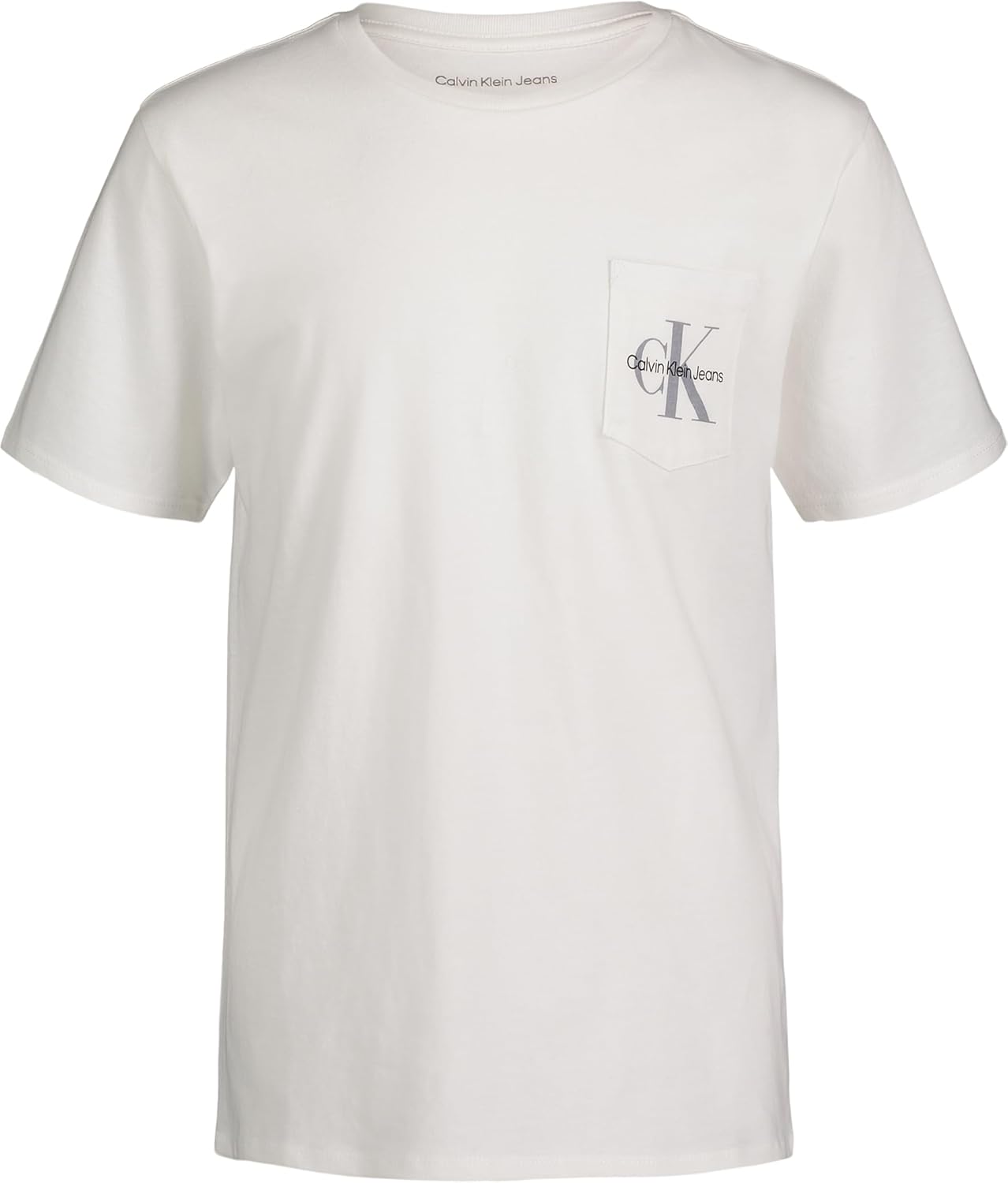Футболка Calvin Klein Boys с коротким рукавом, карманом, логотипом и круглым вырезом, мягкая, удобная, свободного кроя, Classic White