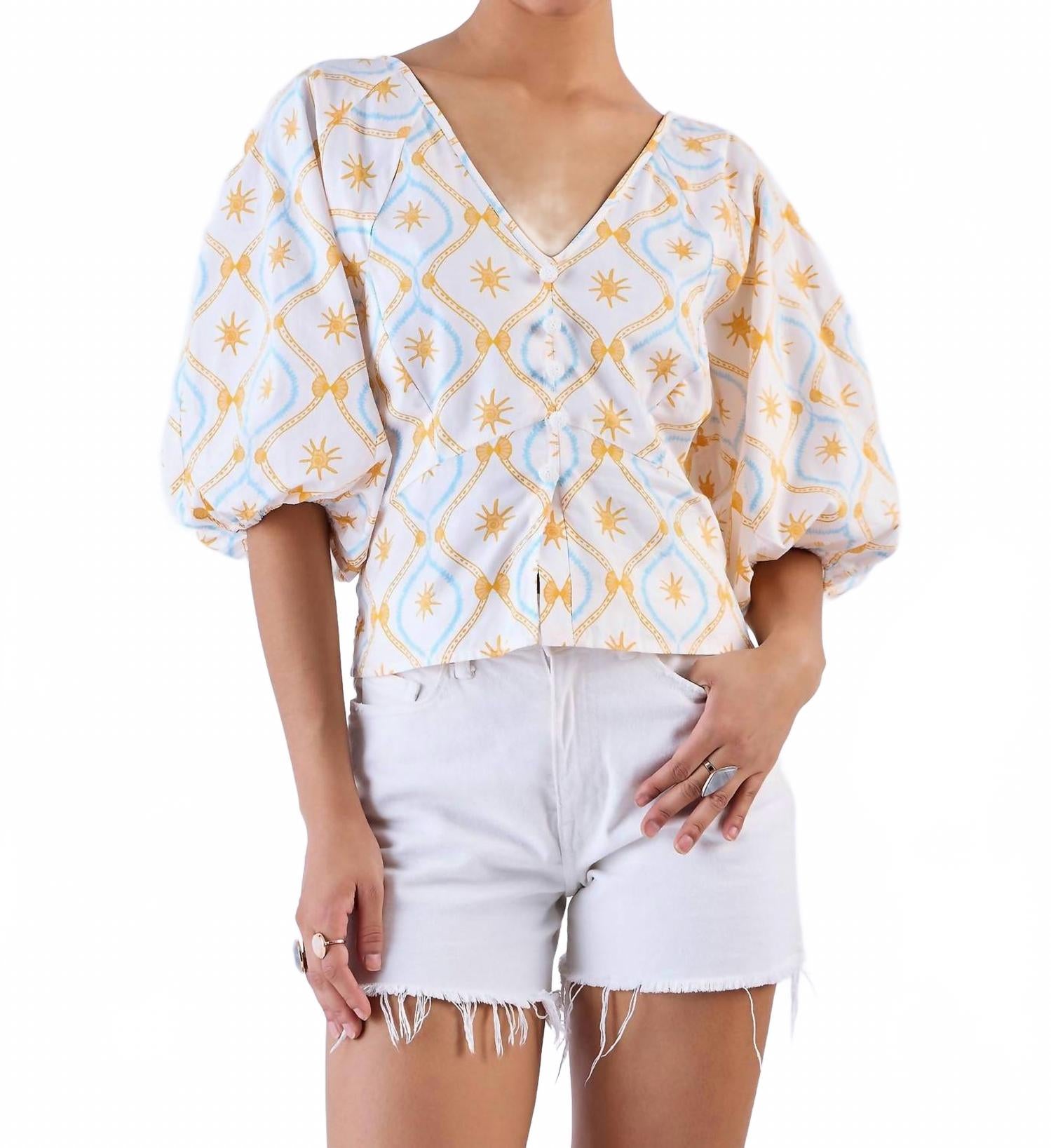 

Топ с V-образным вырезом Vivi в цвете "сокровища аква" BEYOND by Vera, Treasures Aqua