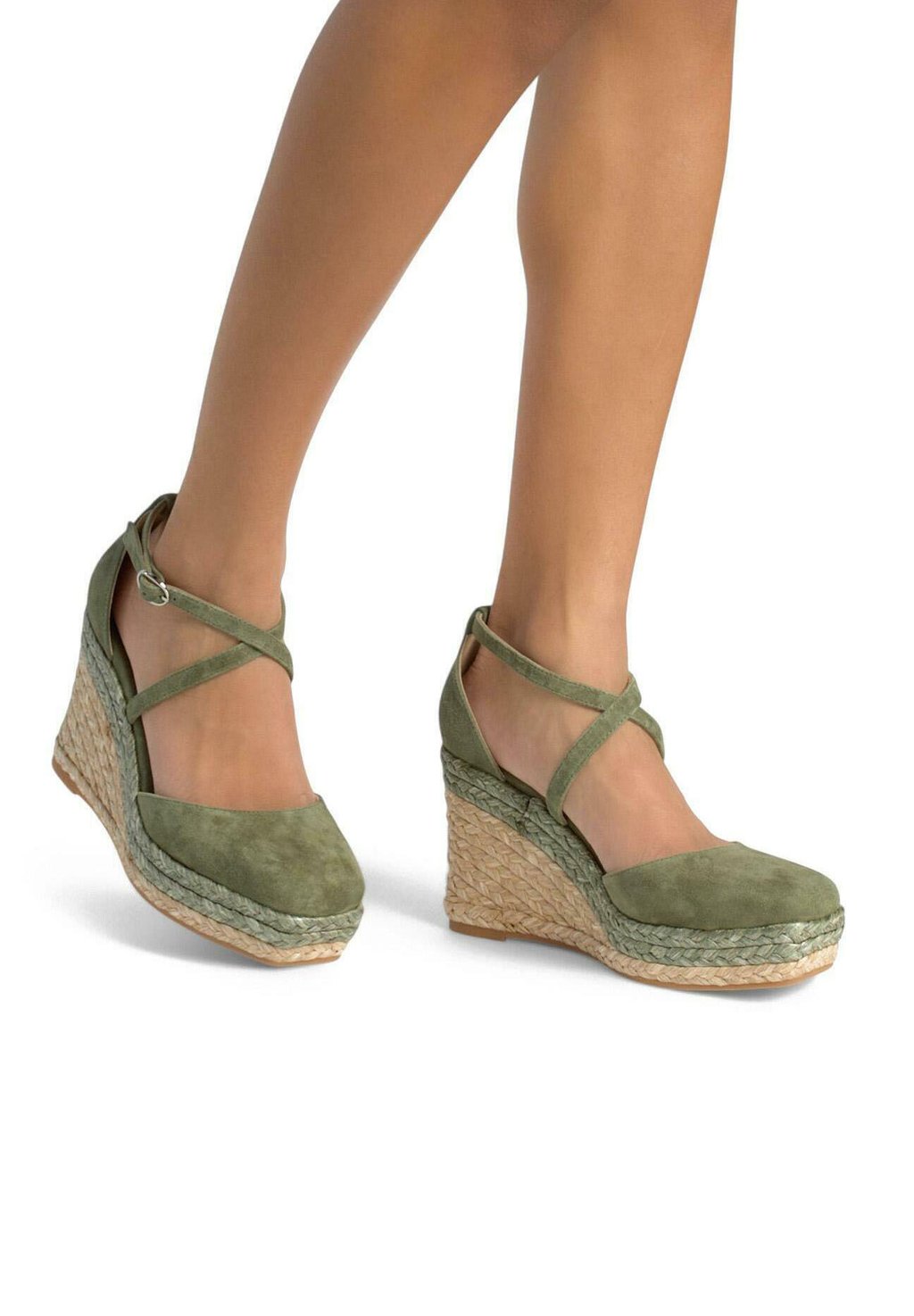 Туфли на платформе PUNTERA Y CIERRE CON HEBILLA - Wedges Alma en Pena, цвет Verde Oscuro Jaspeado