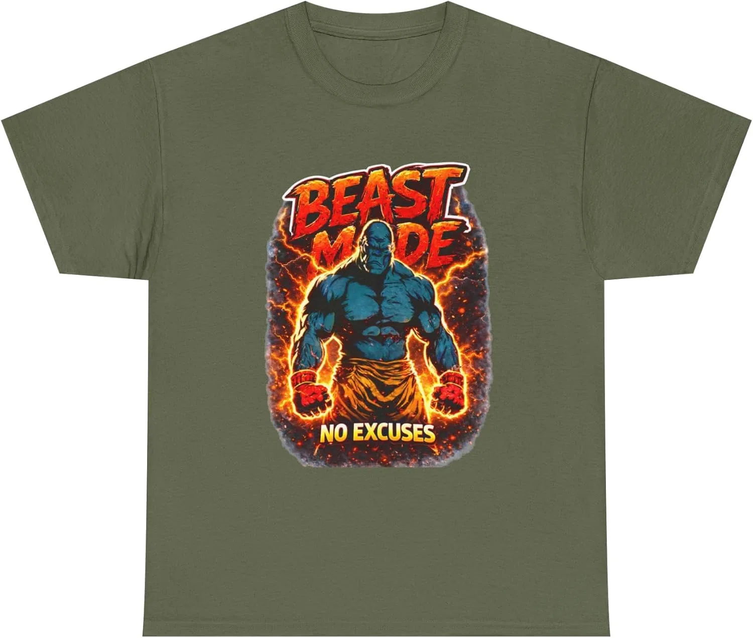 Футболка с принтом Beast Mode, Military Green