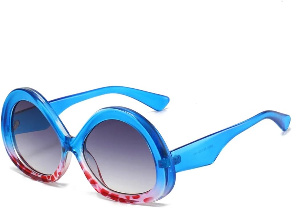 

Солнцезащитные очки для мужчин и женщин - защита UV400 - овальные градиентные линзы в стиле панк для занятий спортом на открытом воздухе и вождения DSVIGF, Blue Pattern Gray