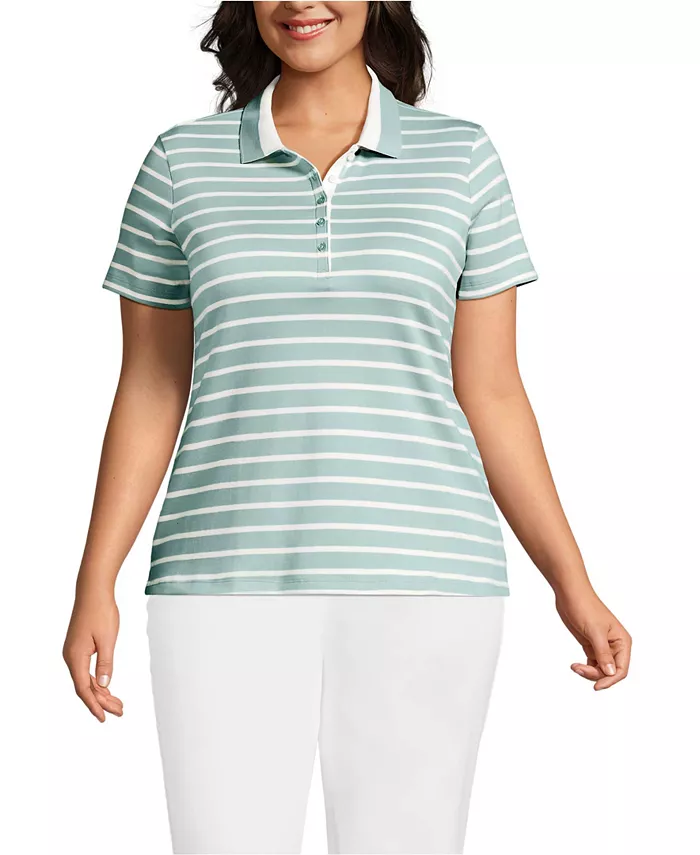 

Рубашка-поло Supima Cotton Plus Size Lands' End, зеленый