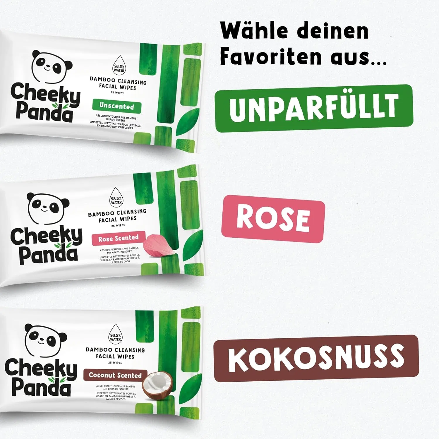Средство для снятия макияжа The Cheeky Panda — Биоразлагаемые бамбуковые салфетки для снятия макияжа с ароматом розы от — фото 4