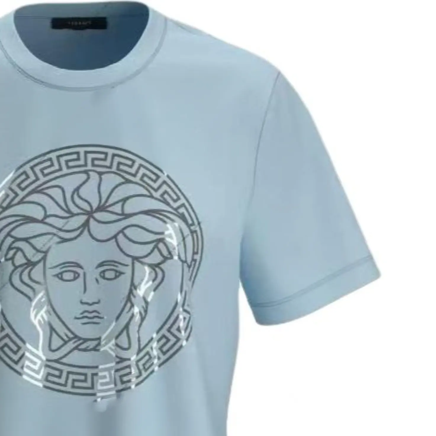 Обычная футболка женская VERSACE, светло-голубой — фото 2