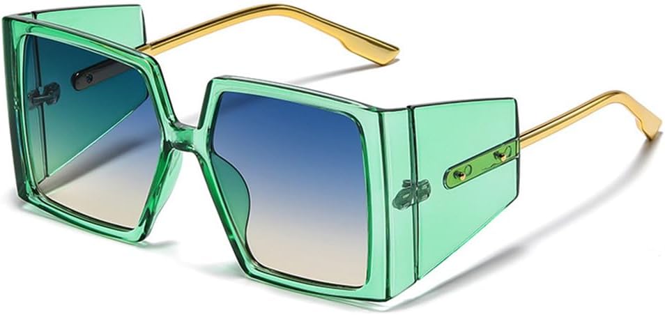 

Винтажные панк-солнцезащитные очки для женщин, большие солнцезащитные очки в стиле стимпанк для мужчин, ретро-очки с защитой от УФ-излучения UV400 HDUBFY, Green-blueyellow