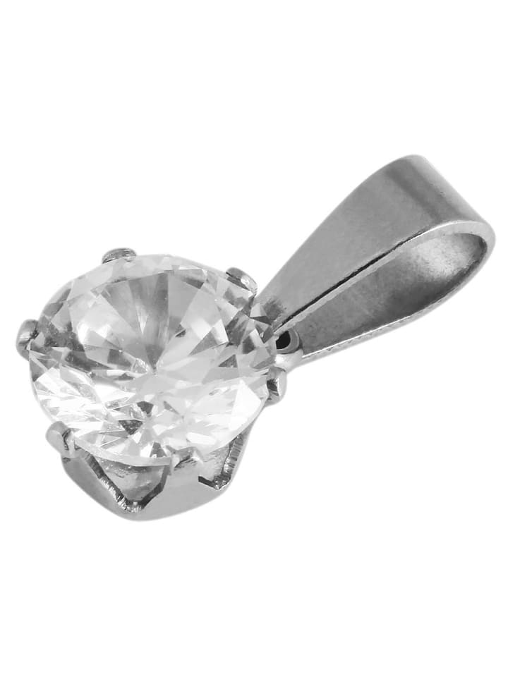 

Adeliás Женский кулон из нержавеющей стали с кубическим цирконием в серебряной оправе