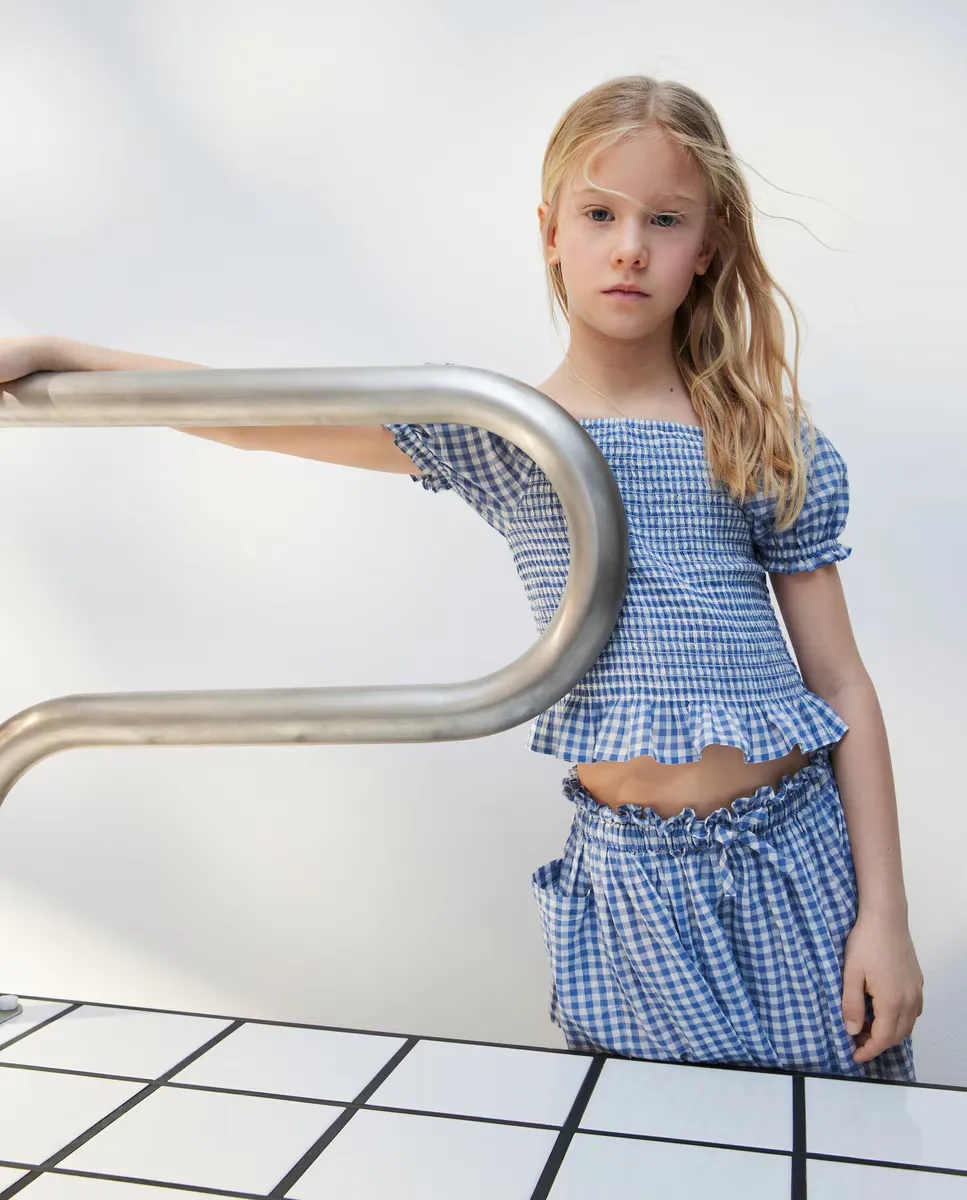 

Девичья блузка с короткими рукавами и резинками Kids El Corte Inglés, синий