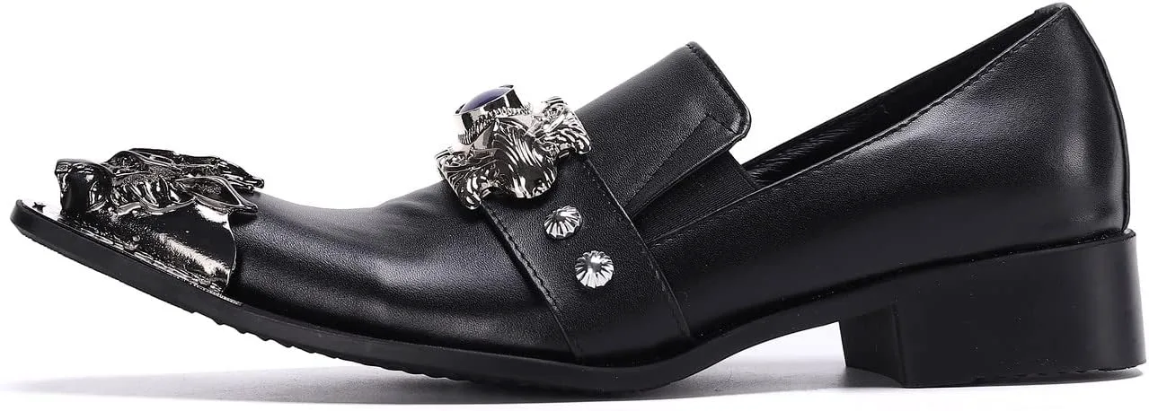 

Мужские классические лоферы Santimon с металлическим заостренным носком в виде дракона, из натуральной кожи с кристаллами, без шнуровки, для свадьбы, деловых мероприятий, с ремешком, для смокинга, модные формальные туфли, черный