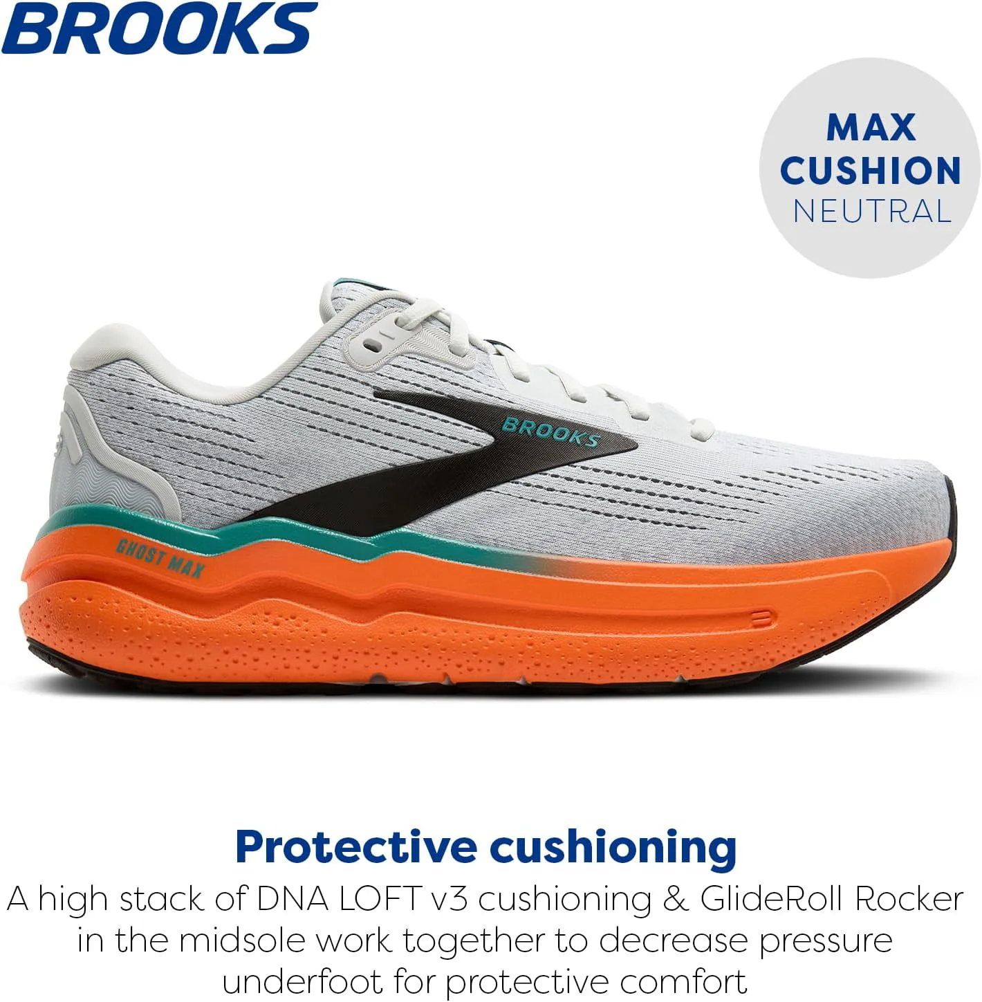 Мужские кроссовки Brooks Ghost Max 2 для бега и ходьбы, оранжевый — фото 2