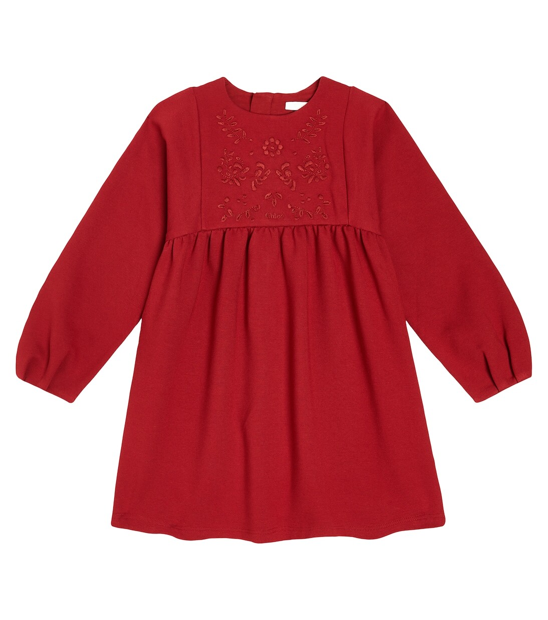 

Платье из смесового хлопка со сборками Chloé Kids, красный