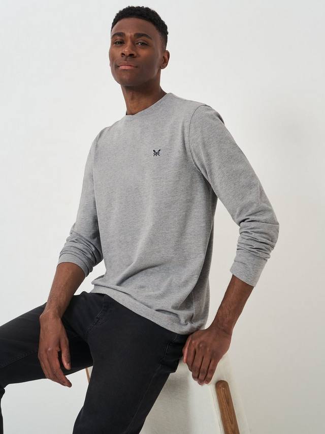 

Простая футболка с длинным рукавом Crew Clothing, цвет Mid Grey
