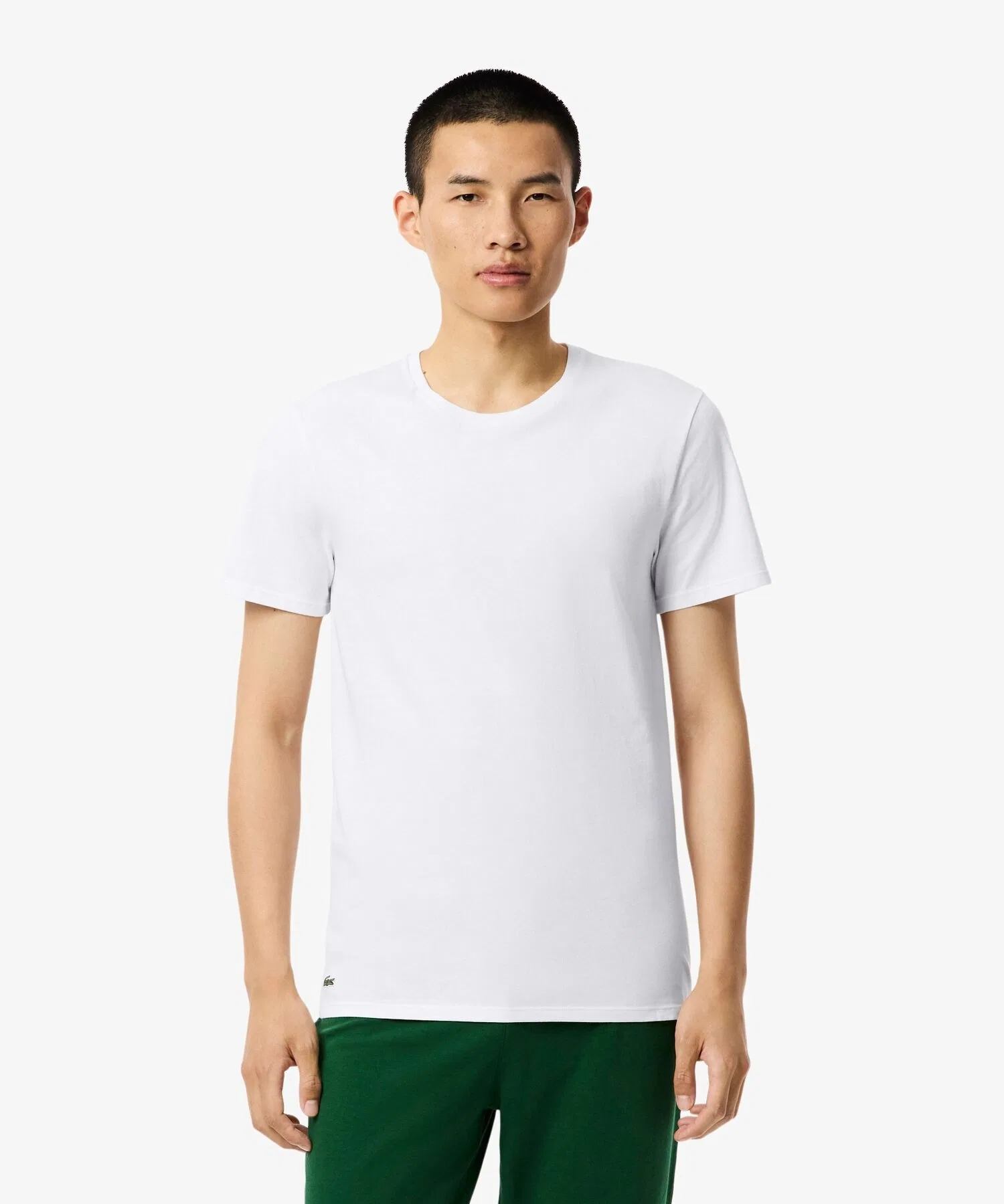 Мужская футболка LACOSTE из хлопка с круглым вырезом чёрная — фото 4