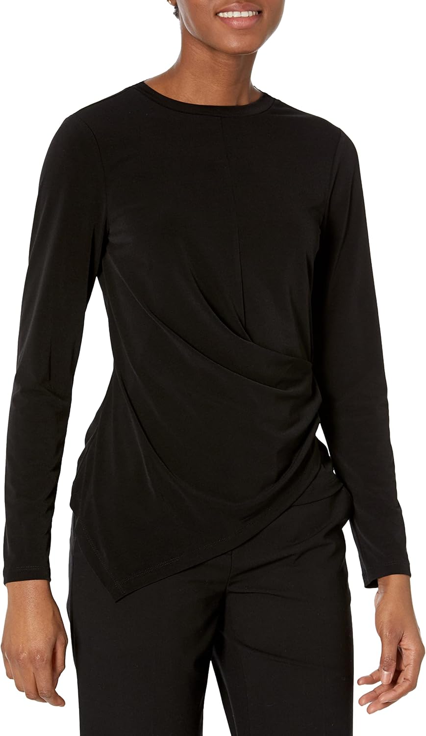 

Женский однотонный трикотажный топ с длинными рукавами Calvin Klein, True Black