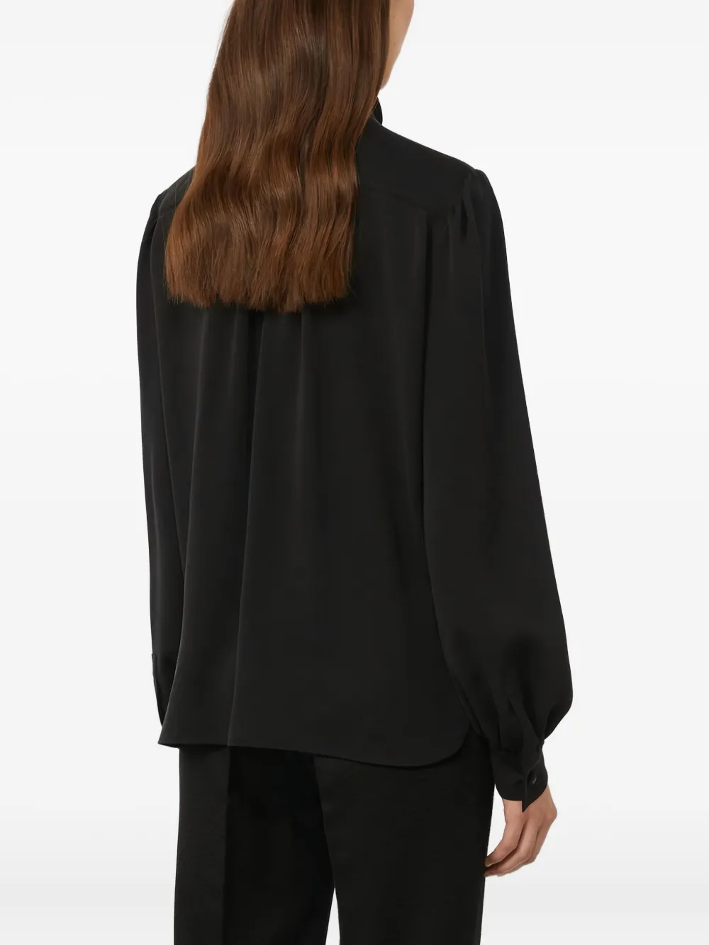 Блузка с объемными рукавами и завязками Max Mara, черный — фото 2